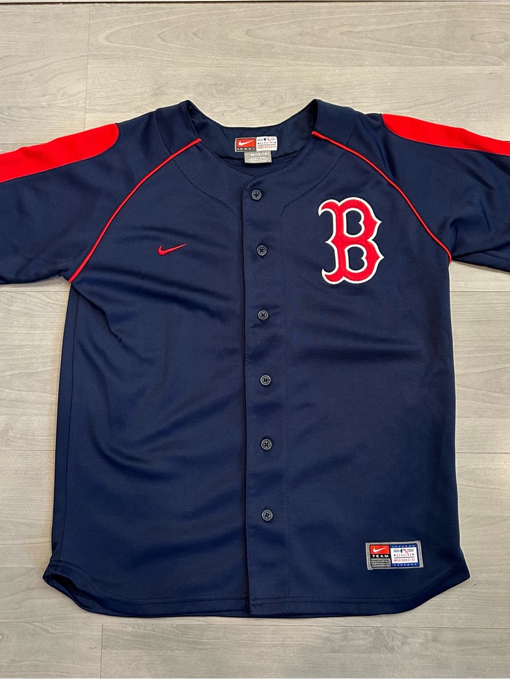 Vintage Nike Team Boston Red Sox Jersey Youth M 12/14 Navy Genuine Merchandise
